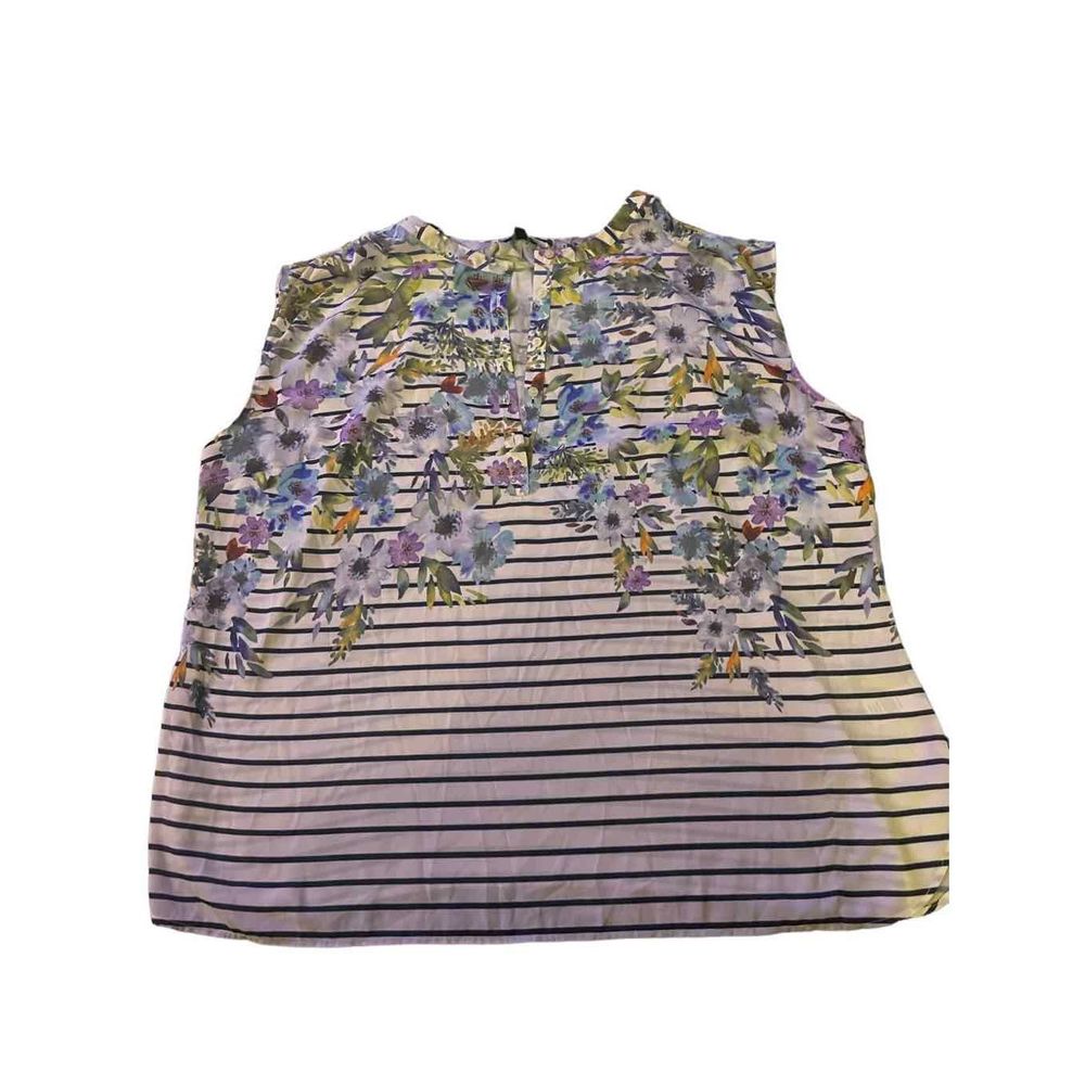 Talbots 2X Plus Tank Floral and Stripes